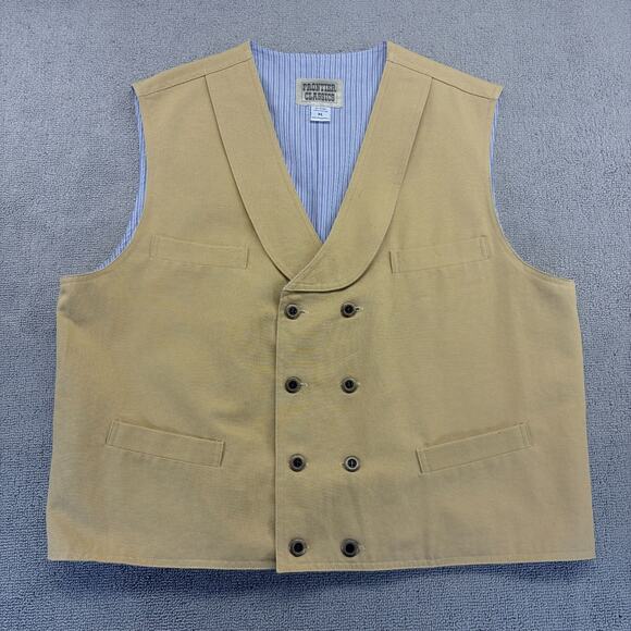 Frontier Classics Double-Breasted Vest Men's XL Tan Lined Canvas Eight Button - Picture 1 of 9